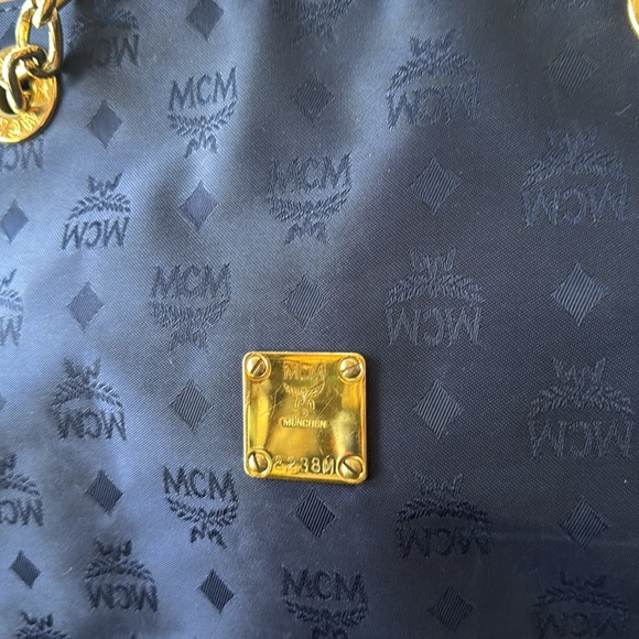 MCM Shoulder Bag dark blue with Gold Accents - Picture 4 of 8